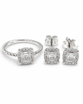 Classic Round Baguette Beaded Diamond Jewelry Set 14K