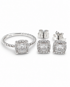 Classic Round Baguette Beaded Diamond Jewelry Set 14K