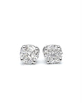 Classic 2ct Face Round Invisible Setting Stud Diamond Earrings 14K