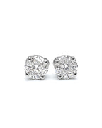 Classic 7ct Face Round Invisible Setting Stud Diamond Earrings 18K