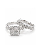 Classic 2in1 Cushion Round Half Eternity Beaded Diamond Ring 14K