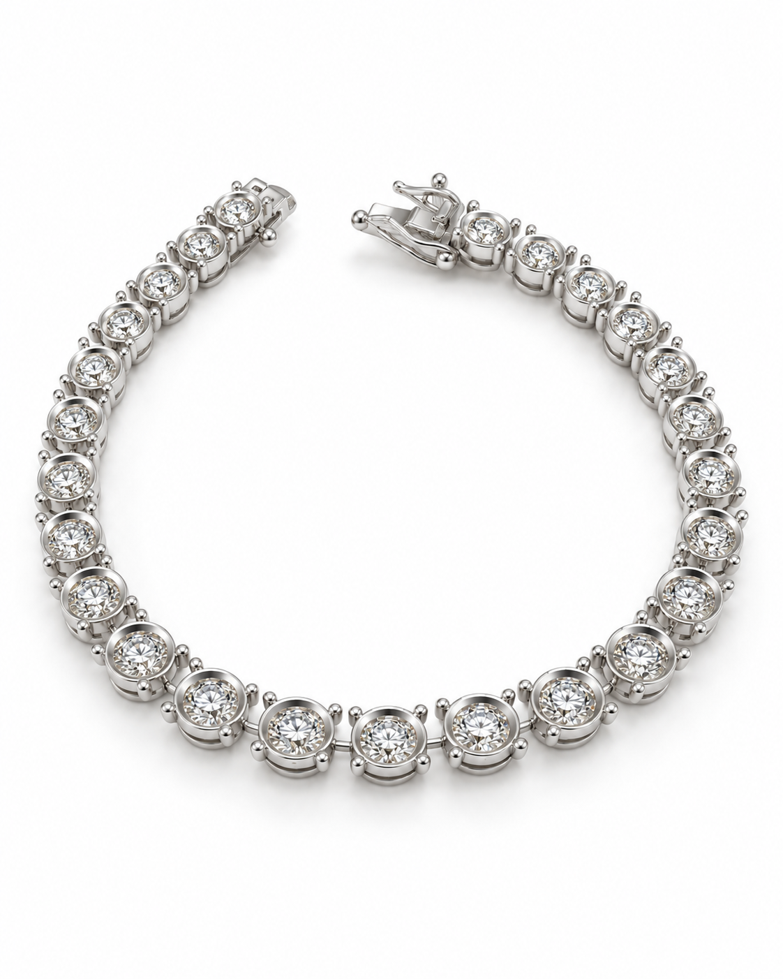 Classic 4.30CTW Round Enlarger Full Eternity Tennis Diamond Bracelet 14K