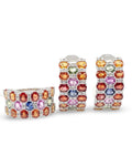 Rainbow Sapphire Gemstones Hoop Diamond Jewelry Set 14K