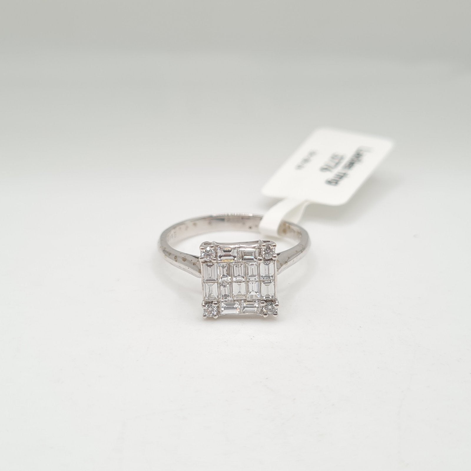Classic Square Baguette Diamond Ring 14K