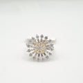 Two Tone Round Invisible Setting Cluster Diamond Ring 18K