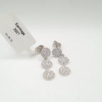 Trio Round Drop Rosette Setting Diamond Earrings 18K