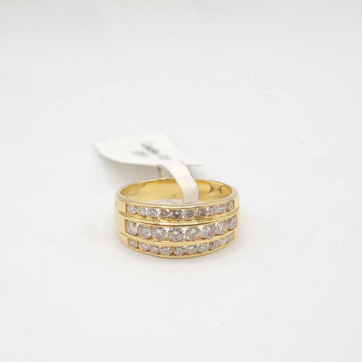 Unisex Round Layered Golden Diamond Ring 18K