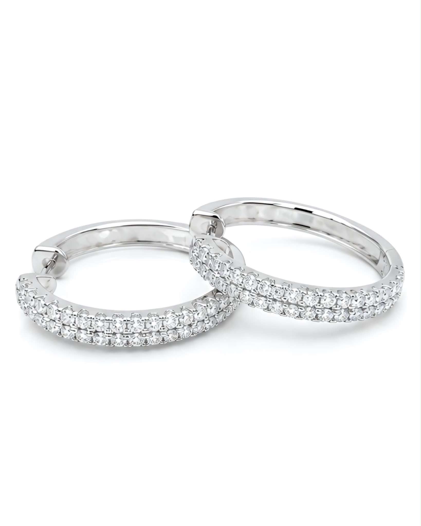 Classic Layered Creole Round Hoop Diamond Earrings 18K