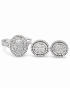 Classic Oval Halo Diamond Jewelry Set 14K