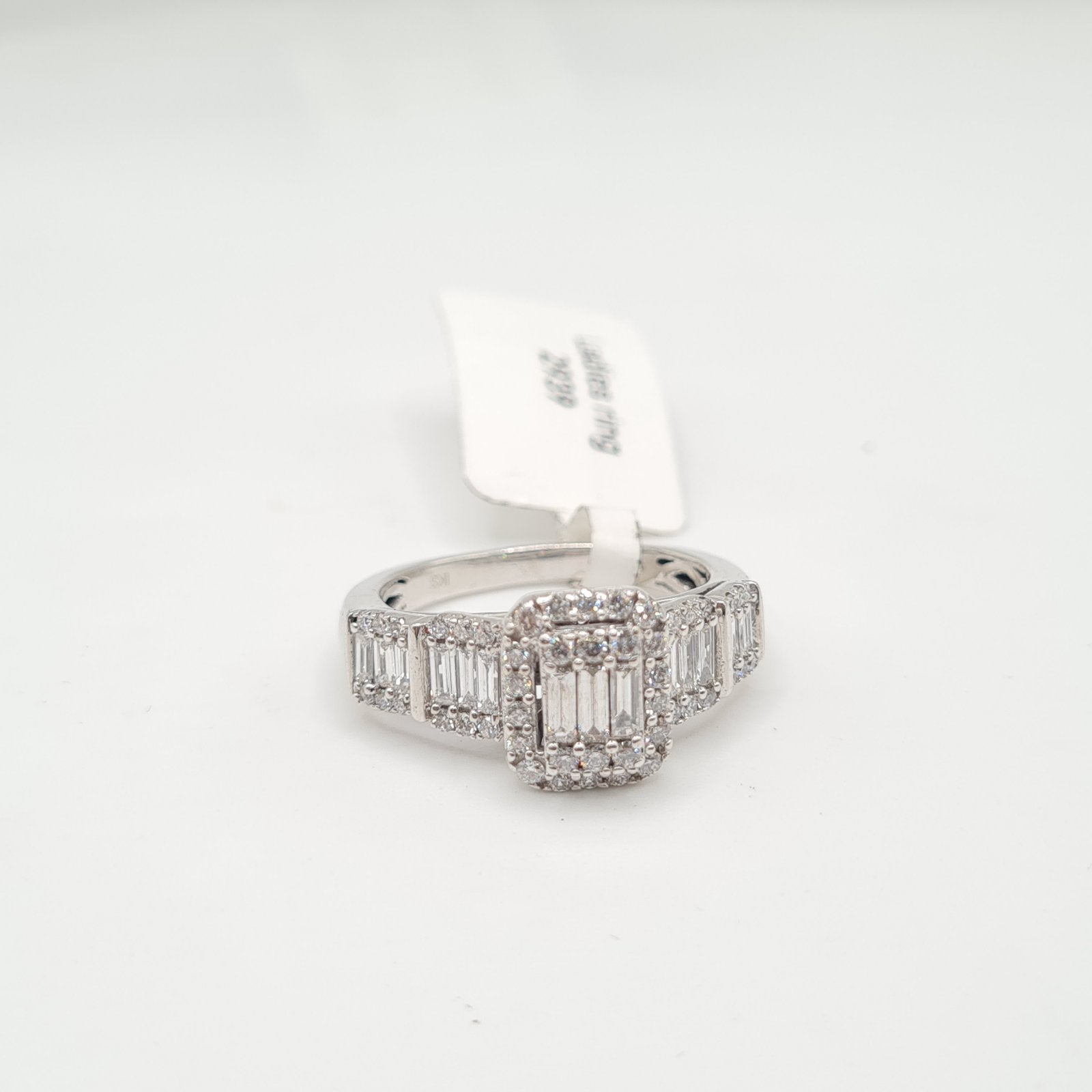 Emerald Baguette Halo Paved Diamond Ring 14K