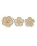 Golden Round Flower Mother of Pearl Diamond Jewelry Set 14K