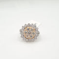 Two Tone Round Sunburst Diamond Ring 18K