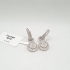 Classic Round Hoop Halo Invisible Setting Diamond Earrings 14K