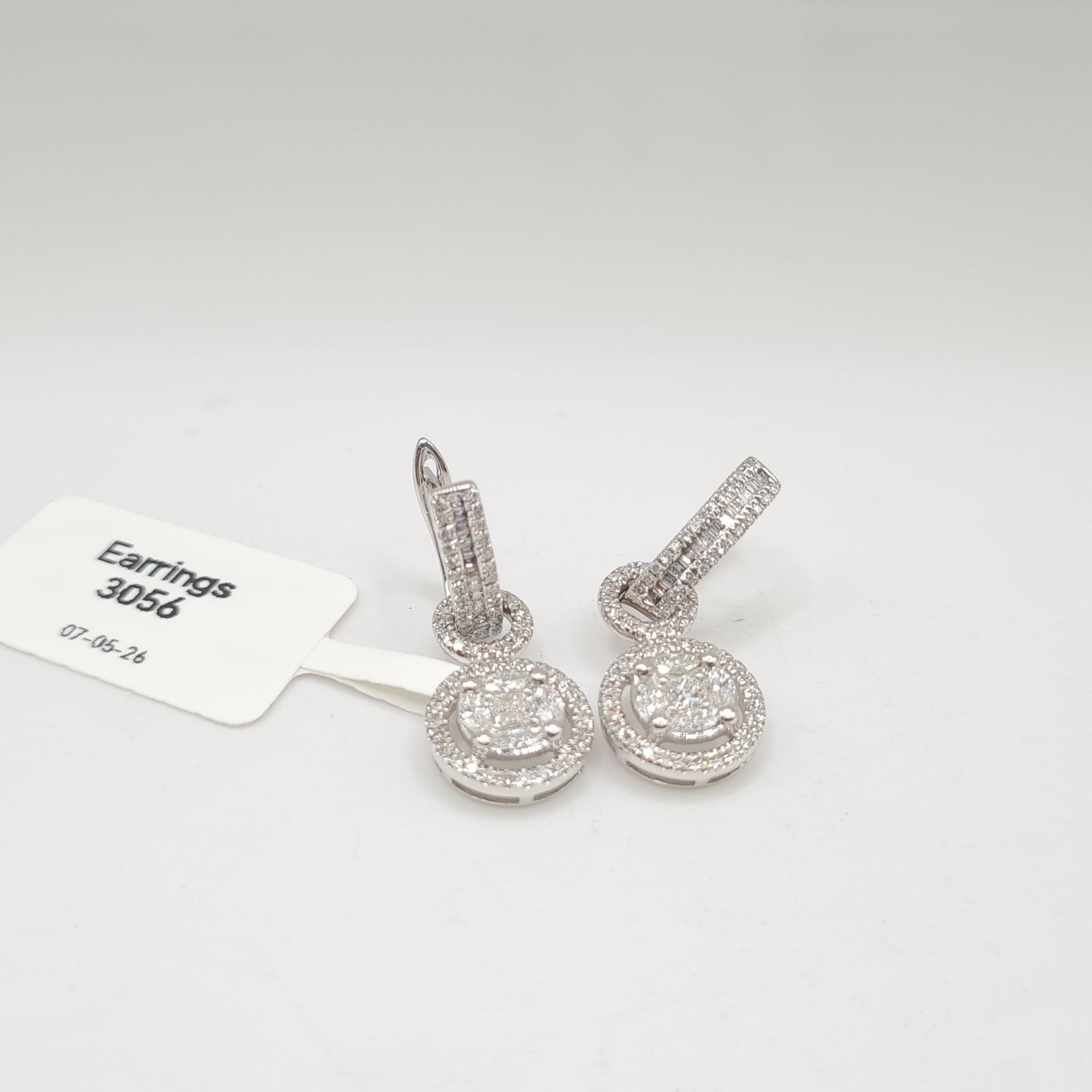 Classic Round Hoop Halo Invisible Setting Diamond Earrings 14K