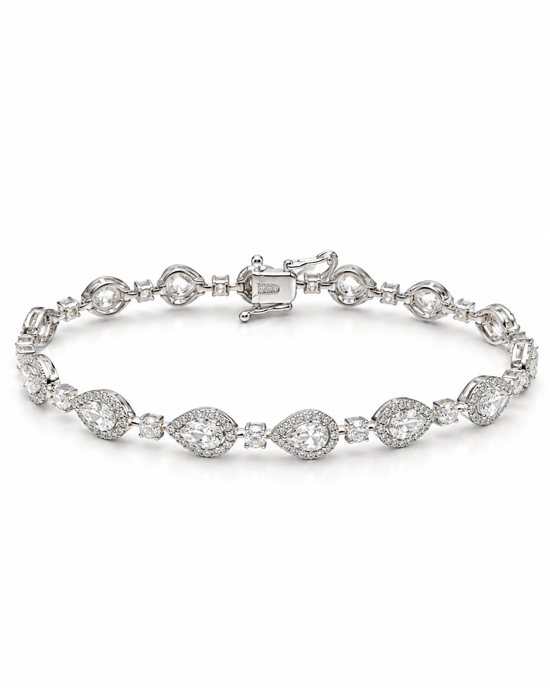 Classic Multi-Shape Rosecut Center Eternity Tennis Diamond Bracelet 14K
