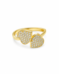 Classic Golden Heart Twin Diamond Ring 14K