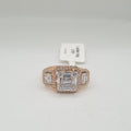 Rosegold Trio Square Baguette Diamond Ring 18K