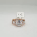 Rosegold Trio Square Baguette Diamond Ring 18K