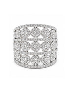 Classic Round Layered Paved Statement Diamond Ring 14K