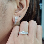 Classic Hoop Round Invisible Setting Hoop Paved Diamond Jewelry Set 14K
