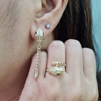 Golden Serpent Chain Drop Diamond Jewelry Set 14K