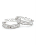 Classic Creole Baguette Round Hoop Diamond Earrings 18K