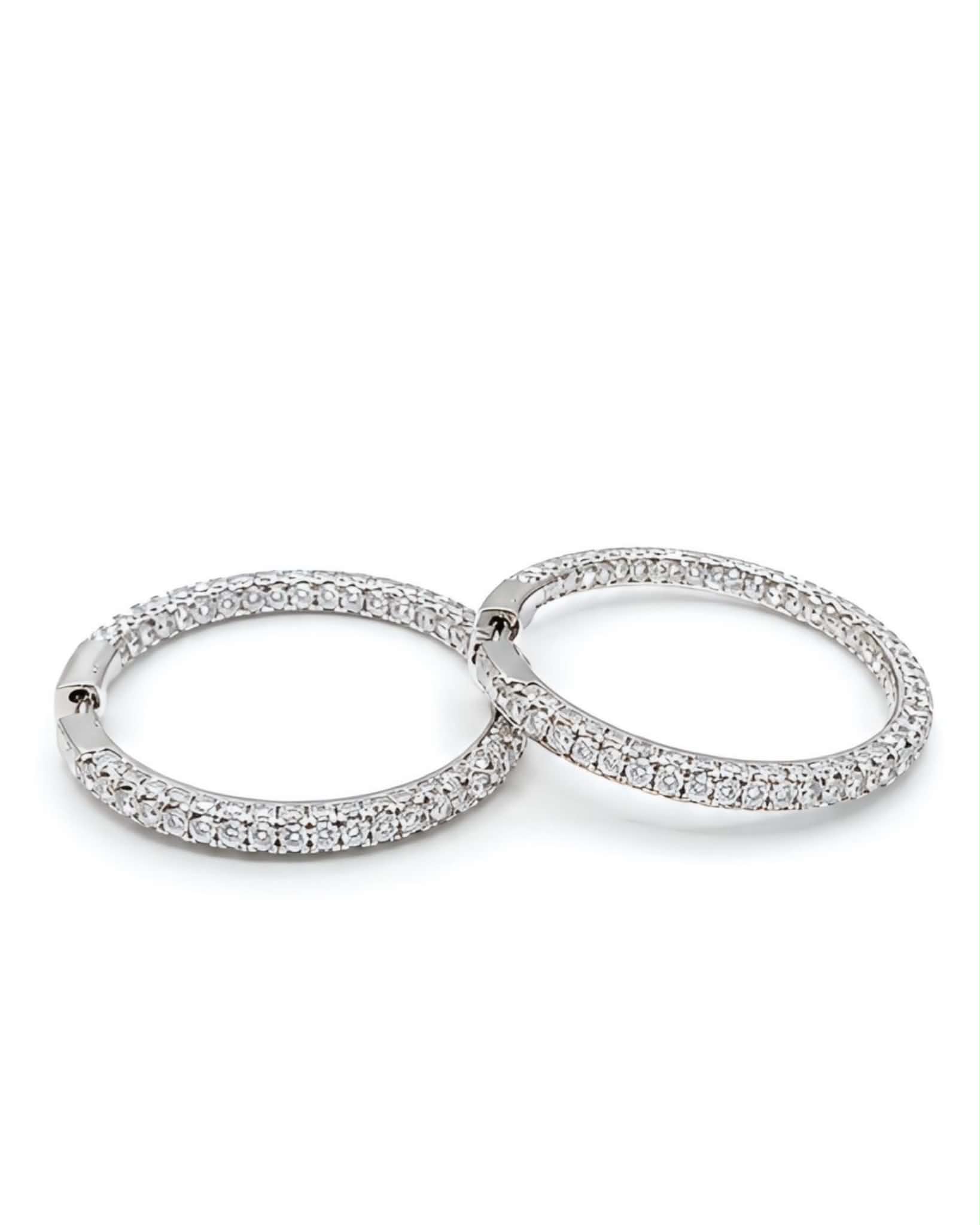 Classic Round Creole Full Eternity Hoop Diamond Earrings 18K