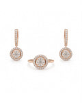 Classic 5ct Face Rosegold Round Halo Invisible Setting Dangling Diamond Jewelry Set 18K