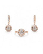 Classic 5ct Face Rosegold Round Halo Invisible Setting Dangling Diamond Jewelry Set 18K