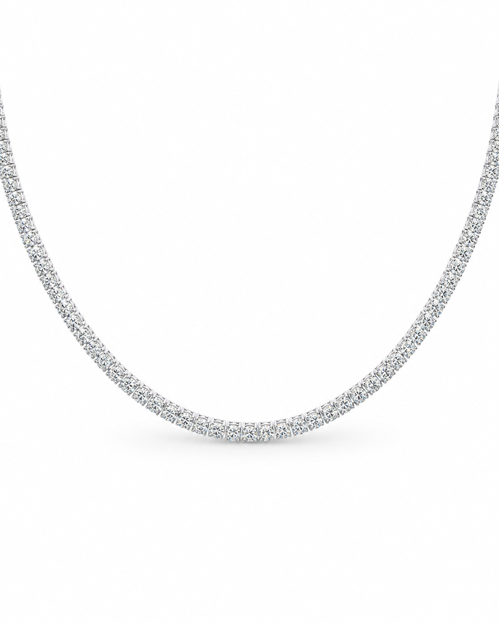 Classic Eternity 21.00CTW Round Pave Tennis Diamond Necklace 18K