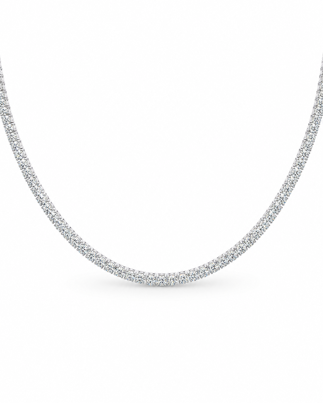 Classic Eternity 21.00CTW Round Pave Tennis Diamond Necklace 18K