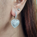 Heart Dangling Hoop Diamond Earrings 18K