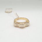 Golden Half Eternity Wave Diamond Ring 14K
