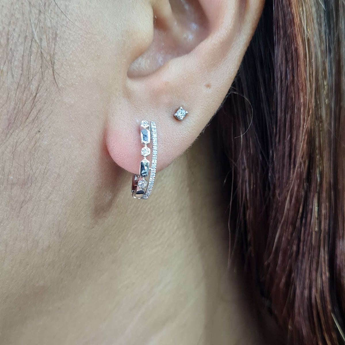 Classic Hoop Diamond Earrings 14K