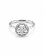 Classic Round Halo Invisible Setting Diamond Ring 14K