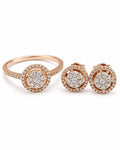 Classic Round Halo Diamond Jewelry Set 14K