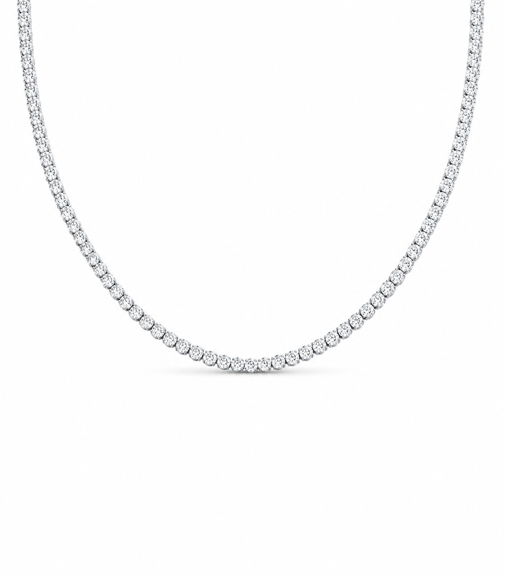 Classic Eternity 3.00CTW Round Pave Tennis Diamond Necklace 14K