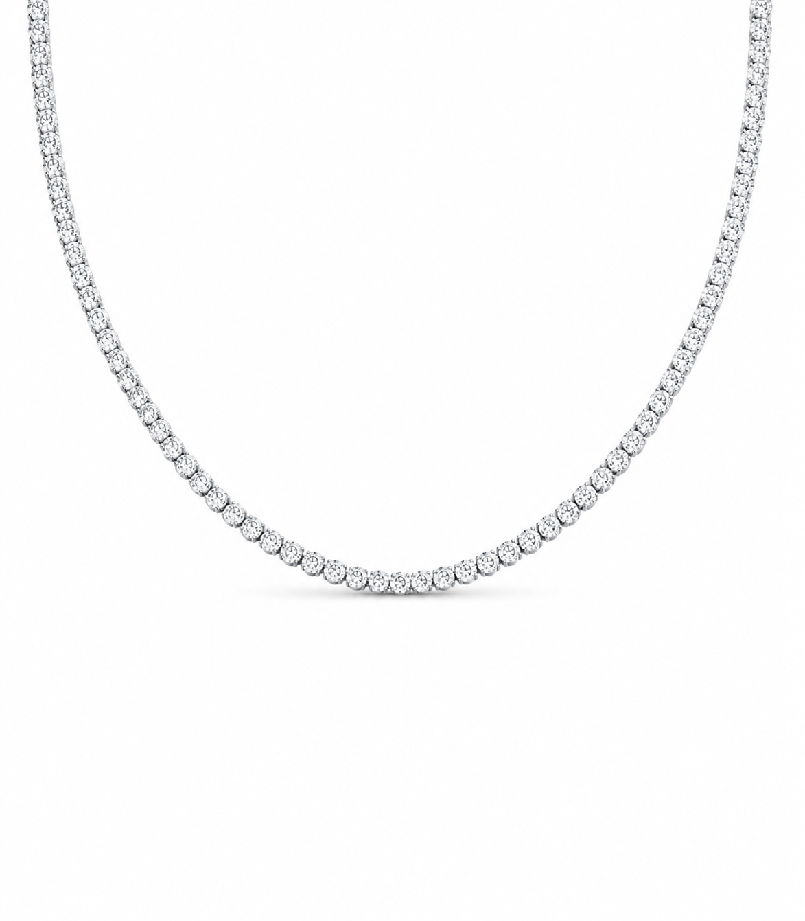 Classic Eternity Round Pave Tennis Diamond Necklace 14K