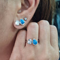 Pear Turquoise Gemstones Overlap Oval Baguette Diamond Jewelry Set 18K