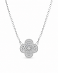 Classic Clover Diamond Paved Necklace 14K