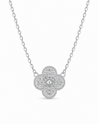 Classic Clover Diamond Paved Necklace 14K