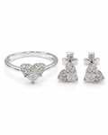 Classic Heart Invisible Setting Stud Diamond Jewelry Set 14K
