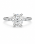 Classic Oval Invisible Setting Paved Diamond Ring 18K