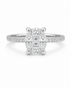Classic Oval Invisible Setting Paved Diamond Ring 18K