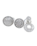 Classic Round Halo Baguette Diamond Jewelry Set 14K