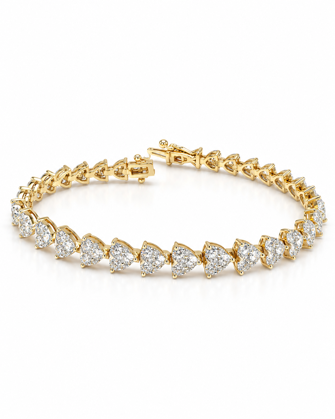 Classic Heart Shape Full Eternity Tennis Diamond Bracelet 14K