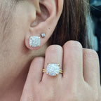Classic Cushion Paved Diamond Jewelry Set 14K