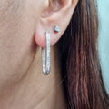 Paperclip Baguette Hoop Diamond Earrings 18K