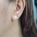 Dainty Golden Clover Stud Diamond Earrings 14K