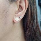 Dainty Golden Clover Stud Diamond Earrings 14K